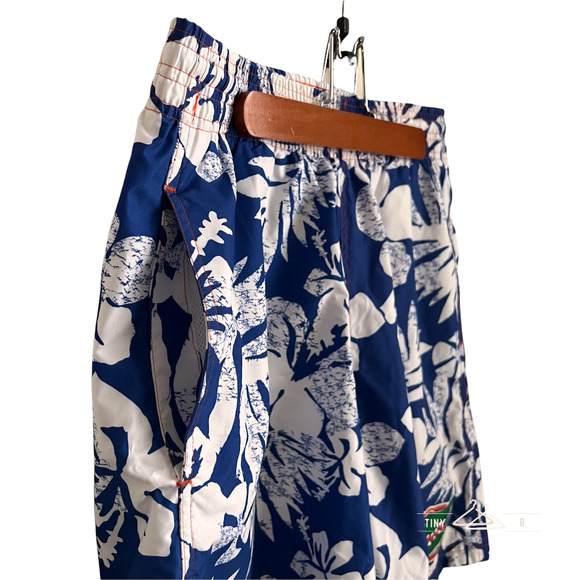 UF Florida Gators Men's L Swim Trunks Blue White Tropical Hawaiian Floral Print - Picture 2 of 6